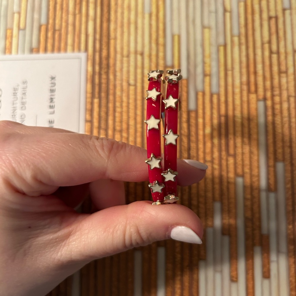 Smith & Co Red Star Hoop Earrings